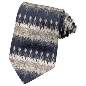 Countess Mara Tie Mens Blue‎ Silver Silk Impression Ikat USA Necktie 57"x3.75"